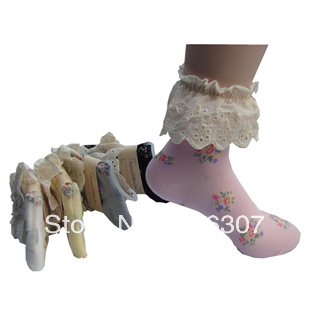 Free Shipping 20piece/lot lace decoration women 100% cotton socks
