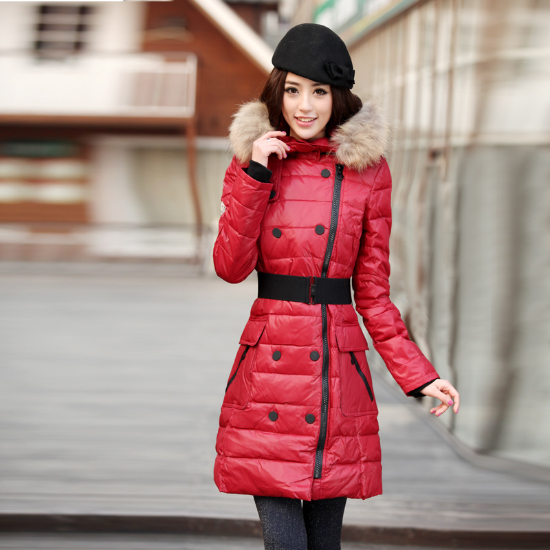 Free Shipping, 2311121 m fashion gentlewomen large fur collar slim big pocket down coat