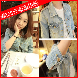 Free Shipping 242 2013 ! ochric half sleeve denim coat ! dress wholesale