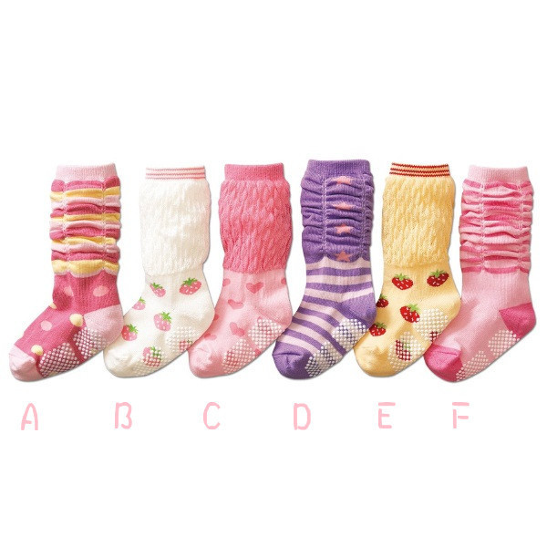 Free Shipping 24pairs/lot Baby girl's socks,6 colors,for 1-3 years old kids