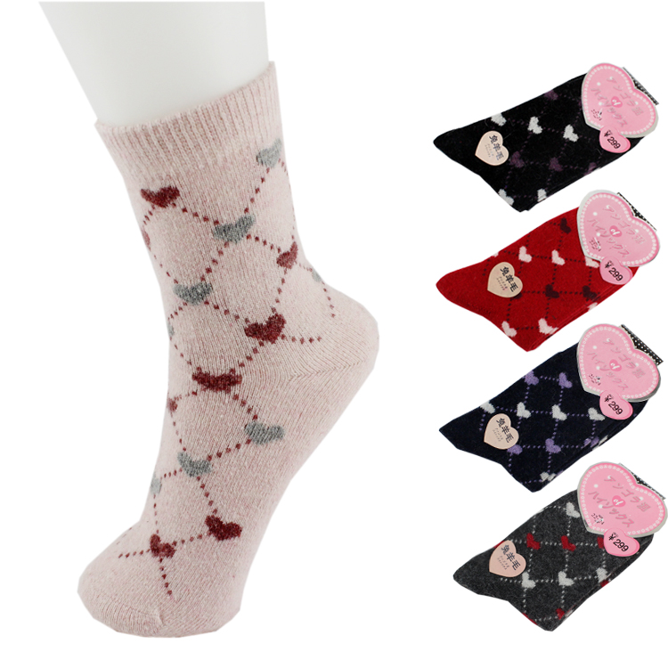 Free Shipping! 24pairs/lot  Winter rabbit wool socks thickening women's socks heart style sock