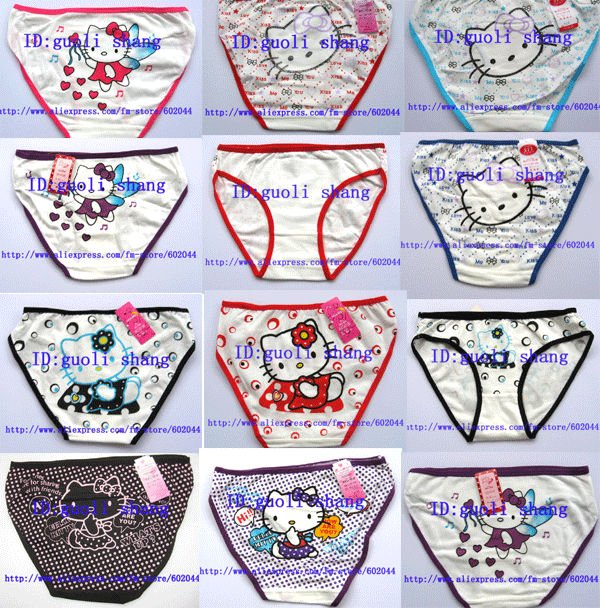 Free shipping 24pcs Hello kitty girl's cute cotton underwear