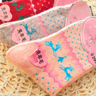 Free Shipping 2873 Rabbit wool fawn little qiu dong socks Christmas stocking