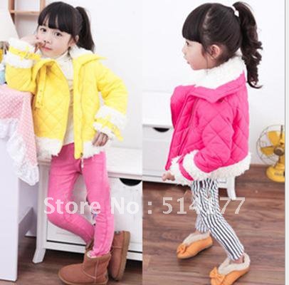 Free Shipping-2colors 5pcs/lot berber Fleece girl cotton jacket ,Girl cotton coat,baby clothes child wear
