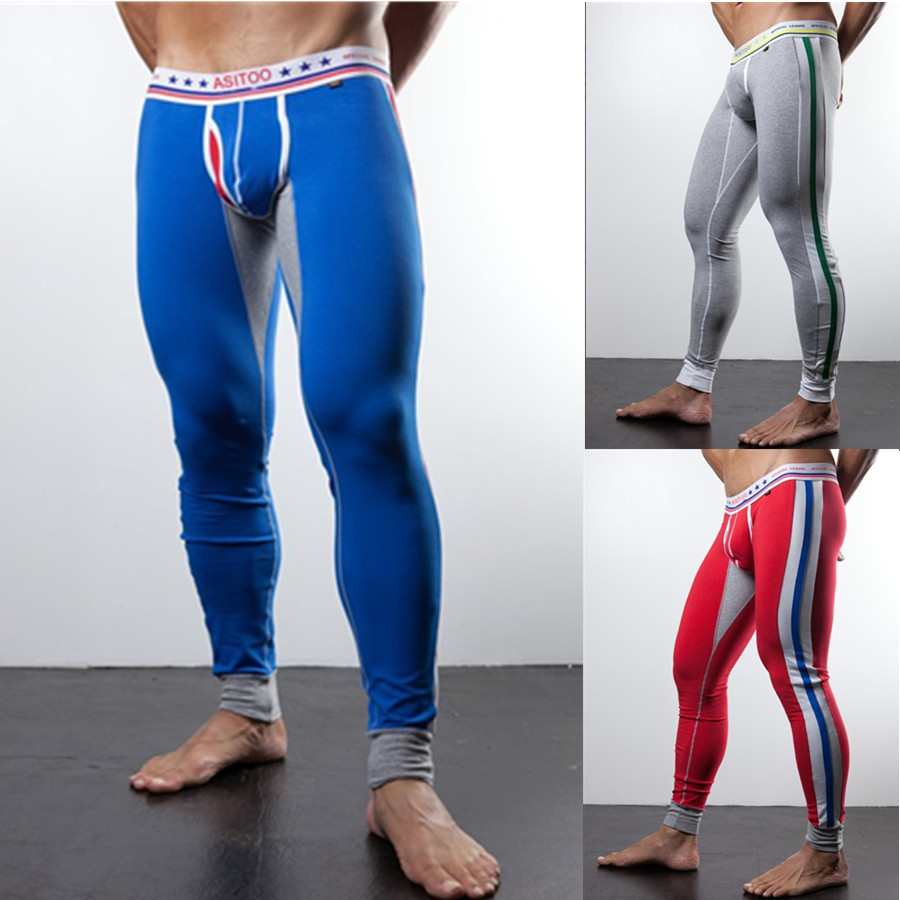 Free shipping 2pcs/lot Asitoo male long johns separate autumn and winter legging men's thin warm pants underpants male