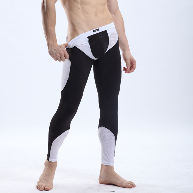 Free shipping 2pcs/lot Manview low-waist tight male underpants thin warm pants lengthen legging separate men's long johns