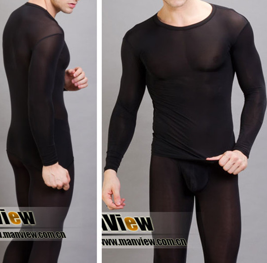 Free shipping 2pcs/lot Manview male sexy transparent long johns