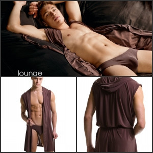 Free shipping 2pcs/lot N2 n male ultra soft sexy sleepwear with a hood robe