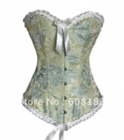 Free Shipping (2pcs) Sexy Lingerie corset satin bustier+g-string wholesale and retail  qm2008