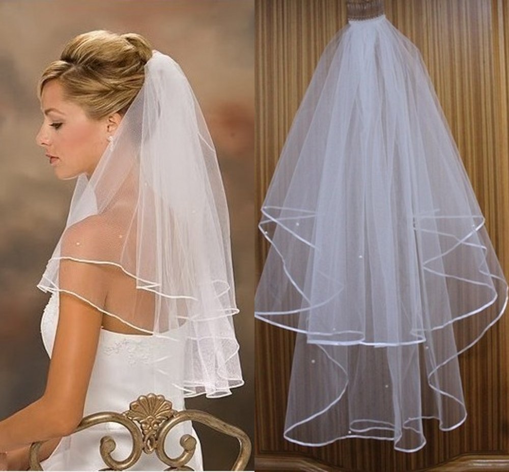 Free Shipping 2White Wedding  Formal Occasion Bridal Veil Accessories with comb Bridal Gowns