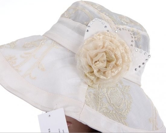 Free shipping 3 colors fashion  With wind rope Three-dimensional embroidery flower hat  sun hat  027