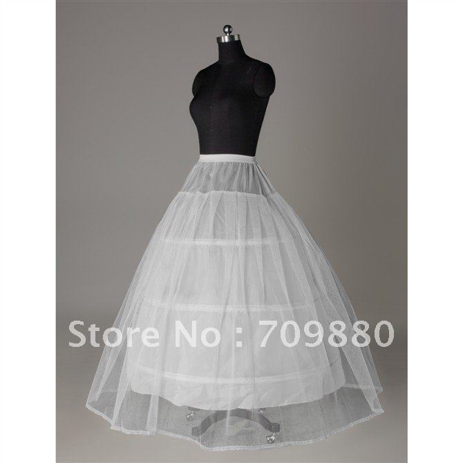 Free Shipping 3-Hoops White Wedding Dress Petticoat
