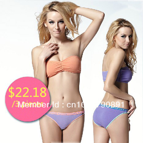 Free shipping 3 panty candy color block low waist slim hip female briefs Cotton Fabric Sexy Women panties wholesale and retail