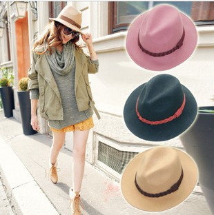 Free Shipping 3 pieces/lot Wholesale High Quality Fashionable Wool Fedoras For Women