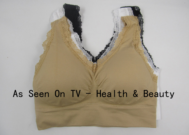 Free Shipping 300pcs/lot Top Quality LACE Genie Bra Seamless Bra with Removable Pads Ahh Bra Body Shaper 3pcs/set (Opp Bag)