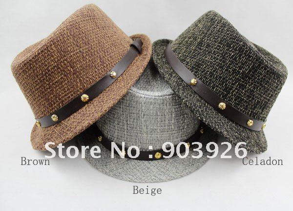 Free Shipping, 30pcs/lot, Fashionable Men and Women Favorite Daisy Nail PU Belt Leisure Fedoras Hat