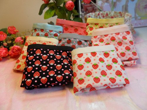 Free shipping (30pieces/lot)Cute cotton strawberry women's boxer underwear   wholesale W-022