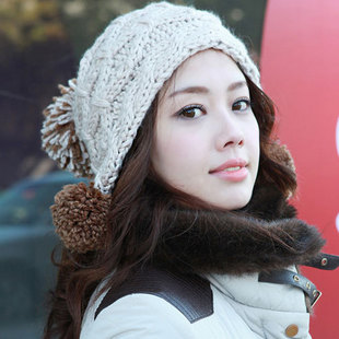 free shipping 3343 winter fashion knitted cap knitted hat ball pocket knitted cap