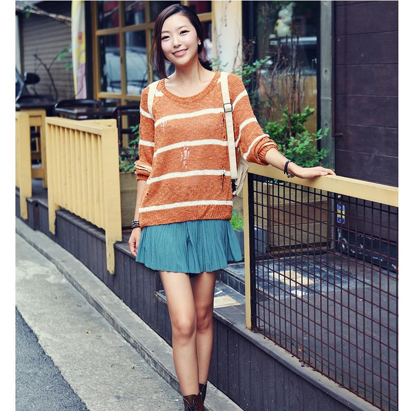 Free Shipping 3518 fashion autumn and winter slim o-neck all-match sweater MY