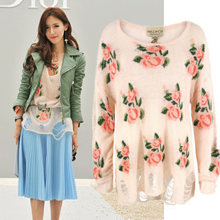 Free shipping 388 2012 wildfox rose hole pullover sweater