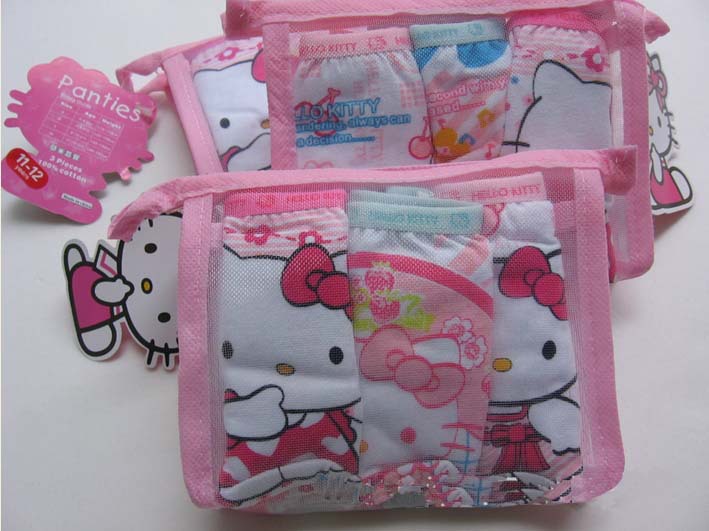 Free shipping!3pcs/bags Girls kitty childrens underwears fit 4-9yrs  girls briefs underwears 100%cotton