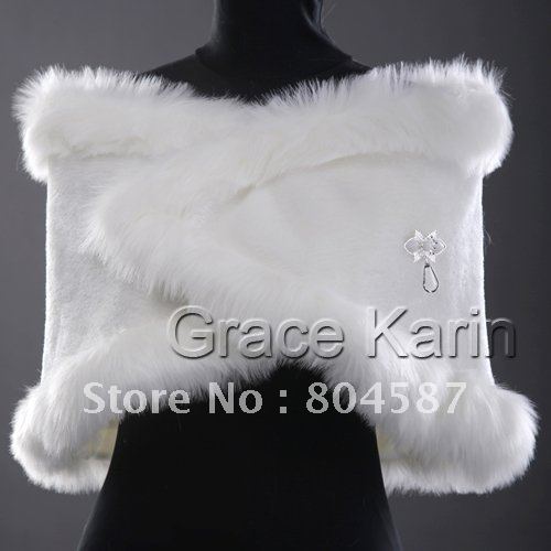 Free Shipping 3pcs/lot Grace Karin Elegant Faux Fur Wedding Bridal Wrap Shawl Shrug Tippet  CL2618