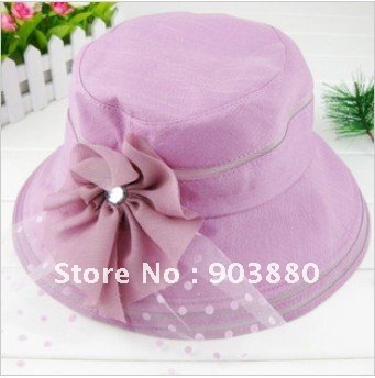 free shipping 3pcs/lot New fashion Diamond  lace bow bucket hat