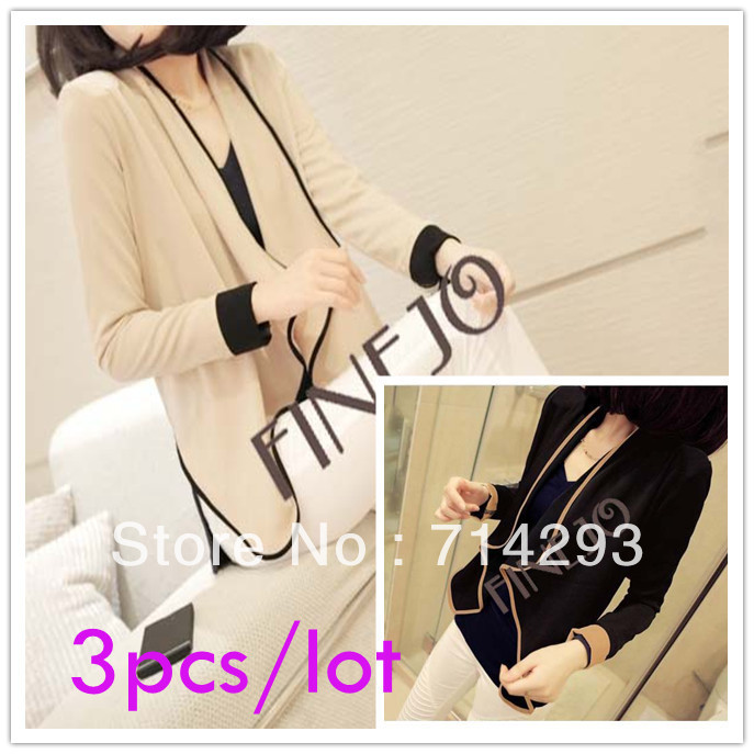 Free shipping 3PCS/LOT Women's Ladies Long Sleeve shoulder pad All-Match Loose Short Jacket Coat 7983