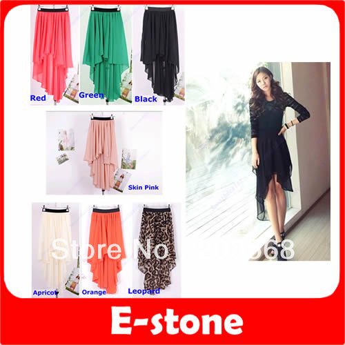Free Shipping 3pcs/lot Women Sexy Elegant Asymmetric Chiffon Long Maxi Chiffon Dress Elastic Waist