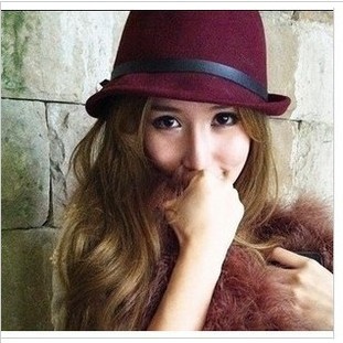 Free Shipping 3pieces/lot Wine Red Fedoras Fashion Female Caps