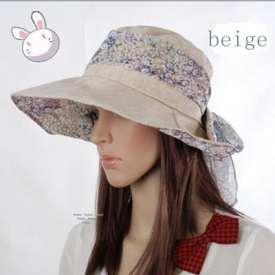 Free shipping 4  colors fashion  Summer necessary  With wind rope sun hat  inside of decorative pattern hatRibbon big hat 109