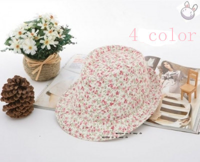 Free shipping 4 colors hot  sale  fashion  Korean style Floral  cloth billycock cute Princess fedora hat  063