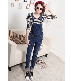 Free Shipping, 401 denim bib pants 2013 loose plus size spaghetti strap one piece trousers