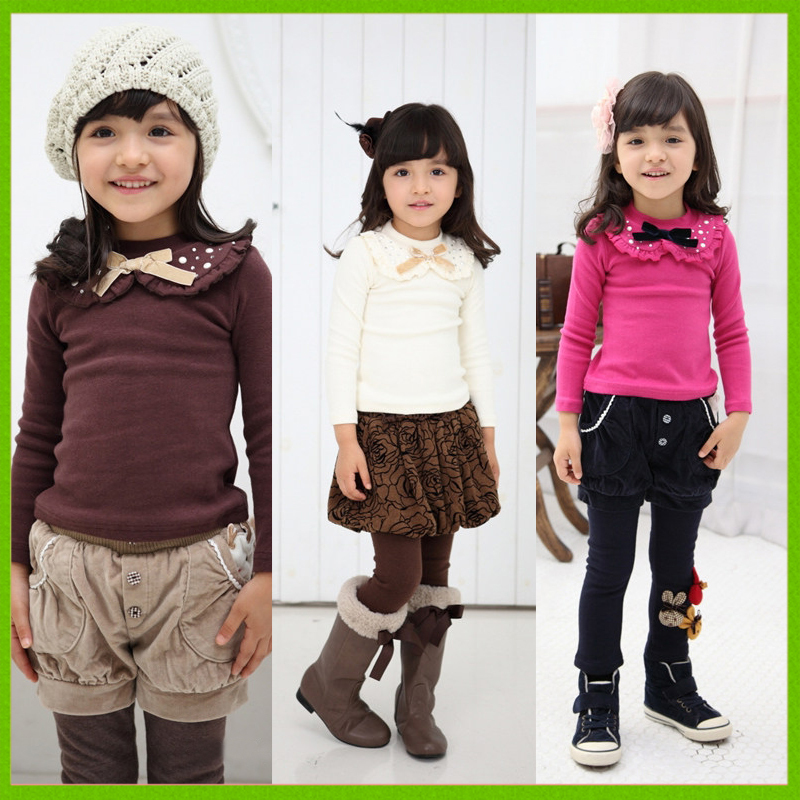 Free shipping  4264 2012 winter thickening wool cashmere basic shirt 5pcs/lot size100-140 kids dress wholesale