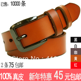 Free Shipping 45 women's cowhide belt Women genuine leather strap all-match fashionable casual pin buckle jeans belt