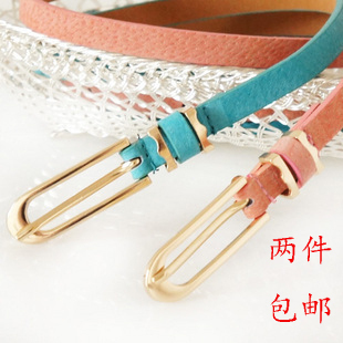 Free shipping 465 pigskin thin belt candy color genuine leather thin belt fashion women's decoration all-match thin belt