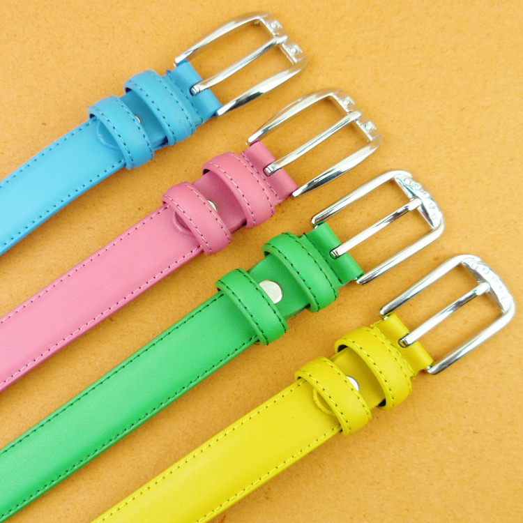 Free shipping 480 genuine leather belt female jeans all-match thin belt candy color fashion genuine leather belt female