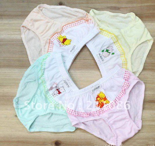 free shipping,48pcs/lot 100% cotton anime cartoon pooh lace children triangle underwear,children's briefs & Boxers