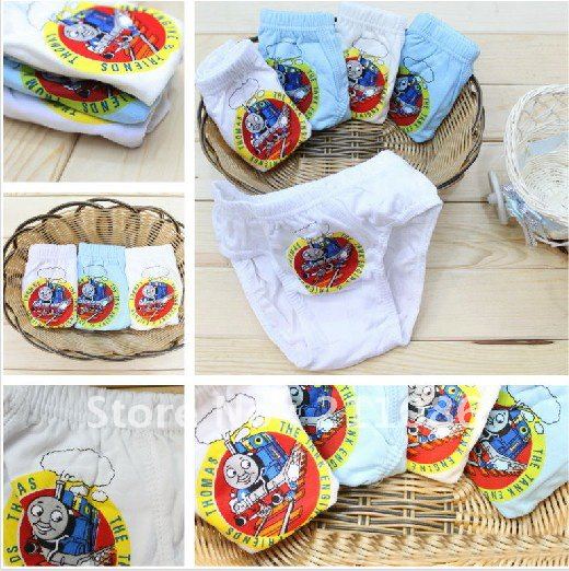 Free Shipping 48pcs/lot boy locomotive cartoon images of 100% Cotton Children's underwear briefs wholesale prices