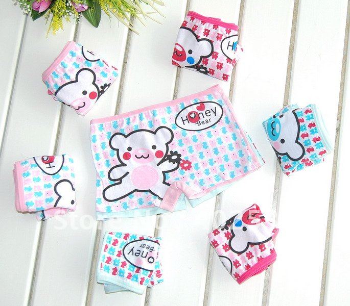 Free Shipping 48pcs/lot Girl's Short,Girl's Cartoon Panties,Honey Bear Designs