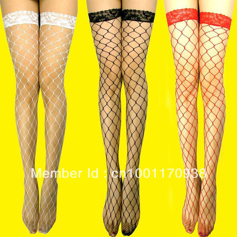 Free shipping 4color Sexy Fishnet stockings Big mesh knee high socks