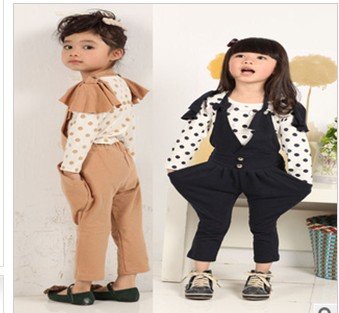 Free shipping !4pcs/lot  2013 New arrival Girl Harem Overalls,Cotton LONG  suspender Trousers,  BLACK/Deep  khaki