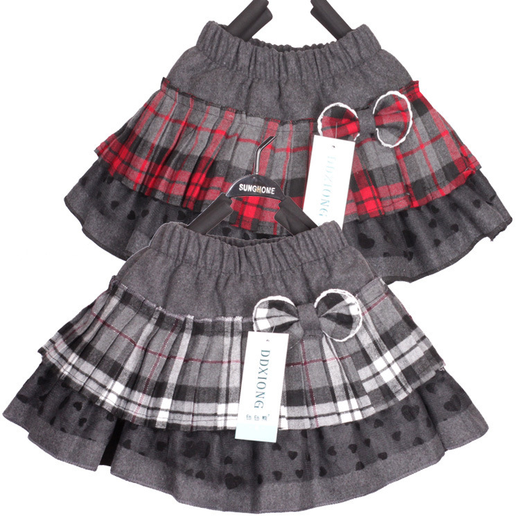 Free Shipping, 4pcs/lot 2013 new baby children clothing girls skirts tutu dot plaid bow decoration