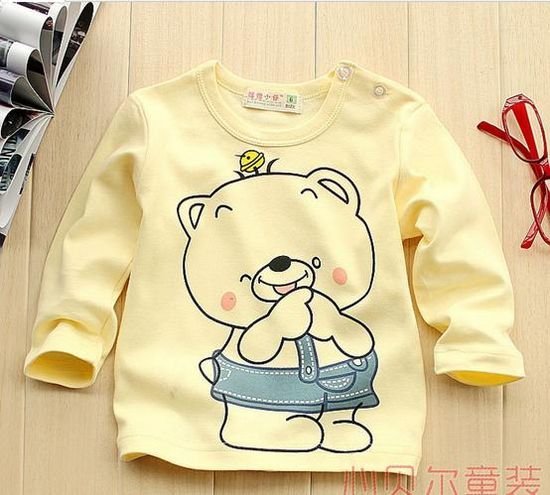 Free shipping  4pcs/lot baby Boy   Shirt  girl cartoon  bear Kids Children Summer Wear long  Sleeve Children clothes Clothing