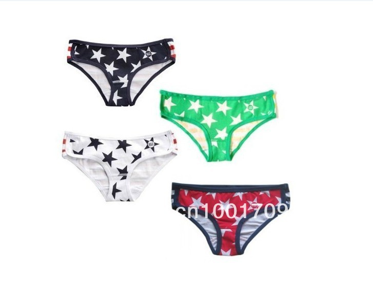 Free Shipping 4pcs/lot Star Pattern Cotton Ladies Panties Women's Underware   Four Colors   ST6801