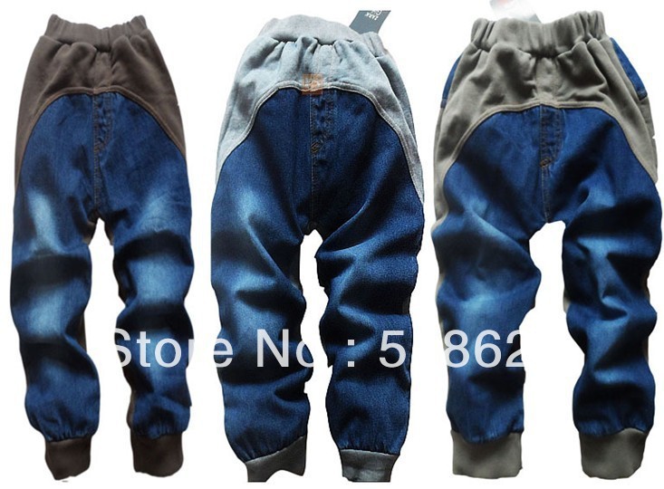 free shipping 4pcs/lot wholesale promotion, high quality fashion children's jeans, coffee or light grey color kids deinm pants