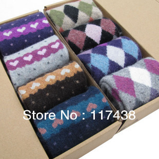 Free shipping 4pieces/lot 100% Wool Socks for women  four colours available keep warm