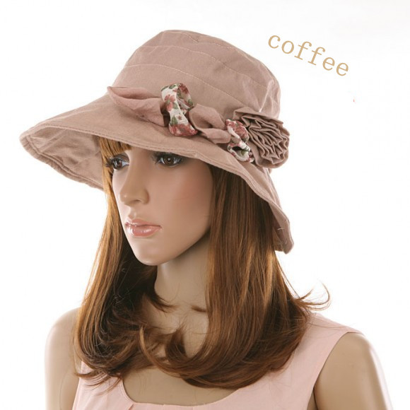 Free shipping  5 colors hot sale Korean stylish wowan foral hat sun hat beach hat   424