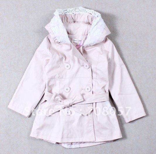 Free shipping   5 pcs/lot +2color   fashion  cotton  Girls  coat, lace girls autumn  jacket