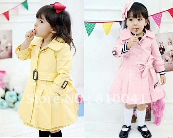 Free Shipping 5 Pcs/lot Cotton Baby Fashion Children Girl's Long Sleeve Stack-up Sash Wear Dust Windcoat or Ourwear 0730003-BT